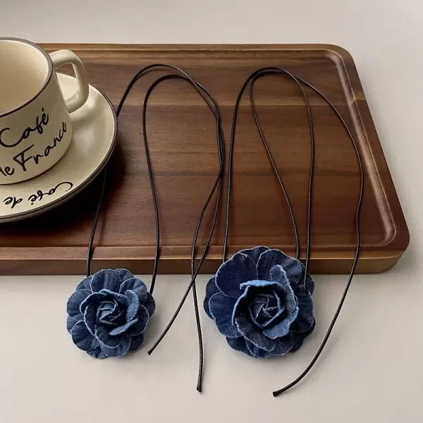 Collier Denim Éblouissant : Féminité Sublimée avec Pendentif Fleur Rose|4,28 €|OKKO MODE