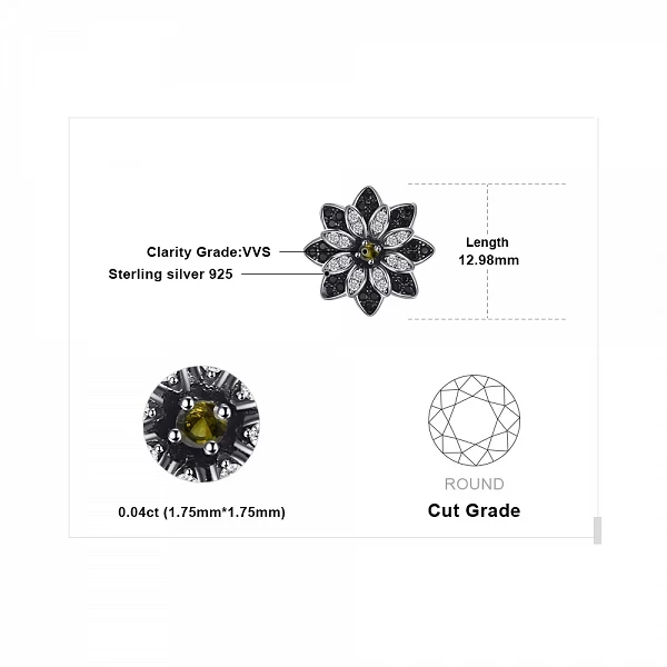 Quartz et Spinelle Noir : Sublimes Boucles d'Oreilles Fleur en Argent 925|19,47 €|OKKO MODE