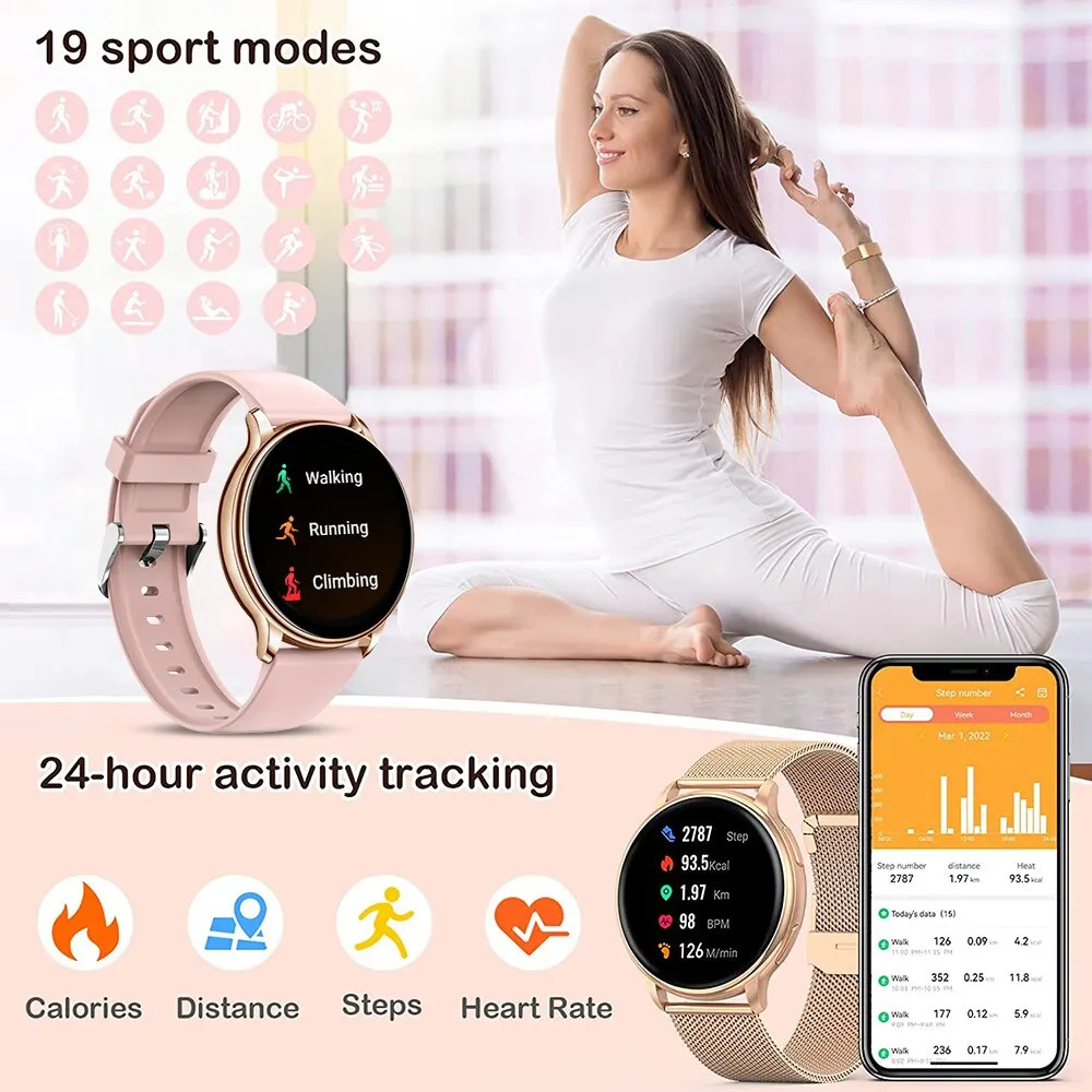 Montre intelligente connecté Bluetooth pour homme et femme, montres en acier à cadran personnalisable de fitness sportif|29,05 €|OKKO MODE