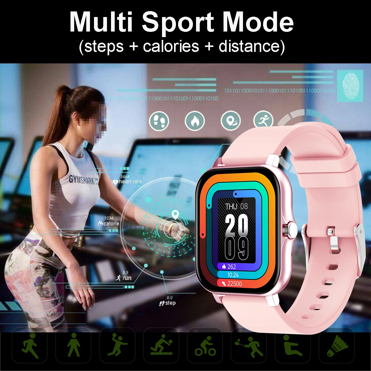 Montre intelligente pour hommes et femmes, montre connecté de sport, cadran tactile, appel, musique, Android, iOS|42,15 €|OKKO MODE