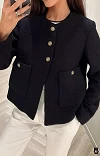 OKKO MODE|Blazer Fashion en Tweed, veste courte, Jacket décontracté de couleur noir taille S, M, L