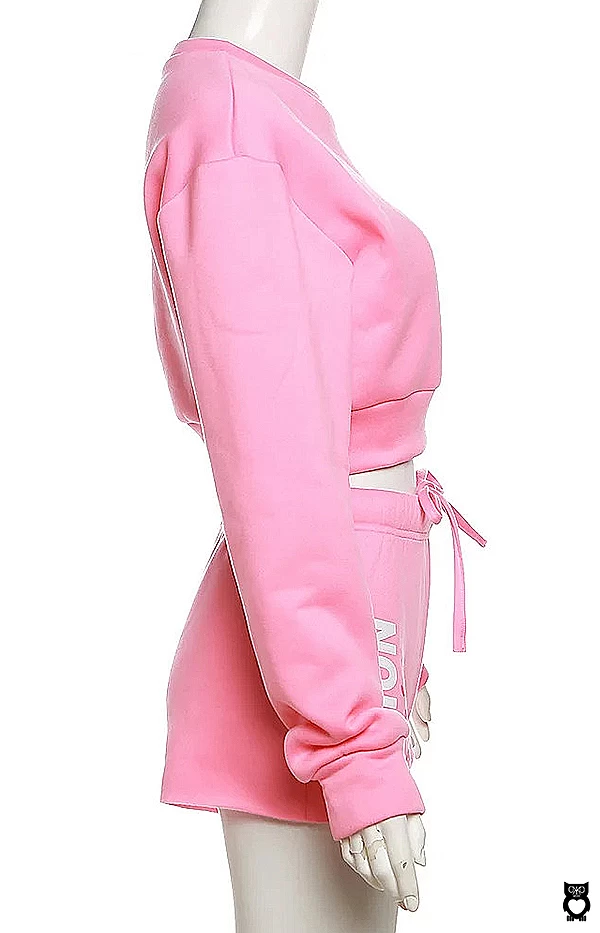 Ensemble de survêtement rose sportif imprimé lettre pour femme|7,07 €|OKKO MODE