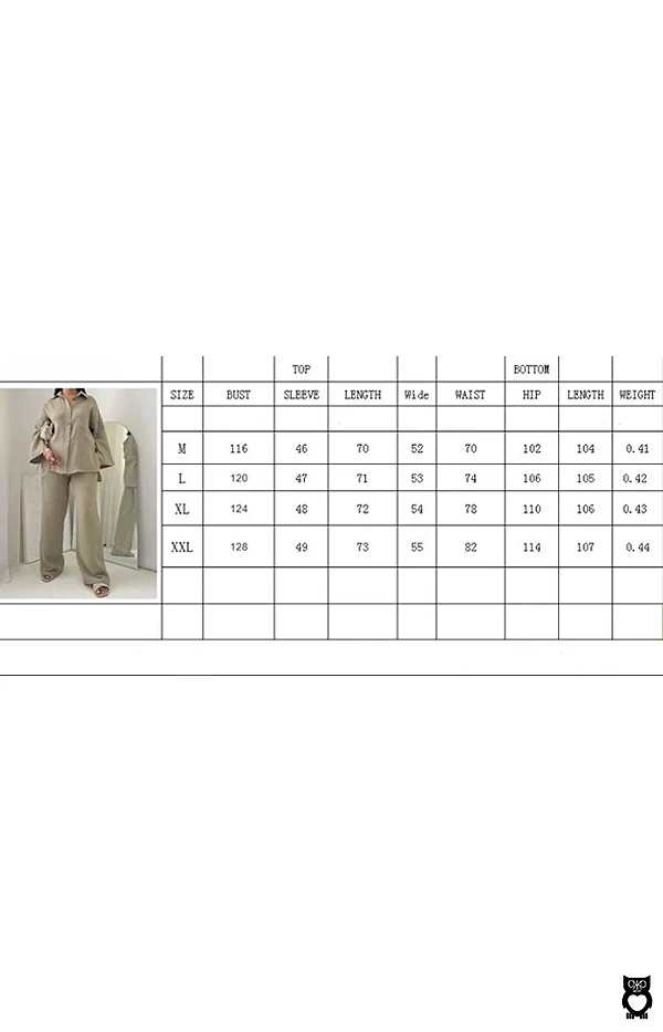 Ensemble 2 Pièces gris ou beige, Chemisier à Manches sulf pantalon taille Haute évasé|24,12 €|OKKO MODE