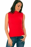 Débardeur rouge en tricot à col. F709 - 1