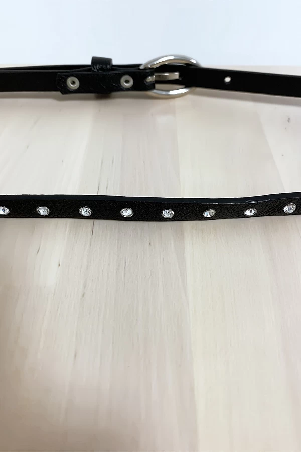 Fine ceinture noir avec accessoire et strass - 4