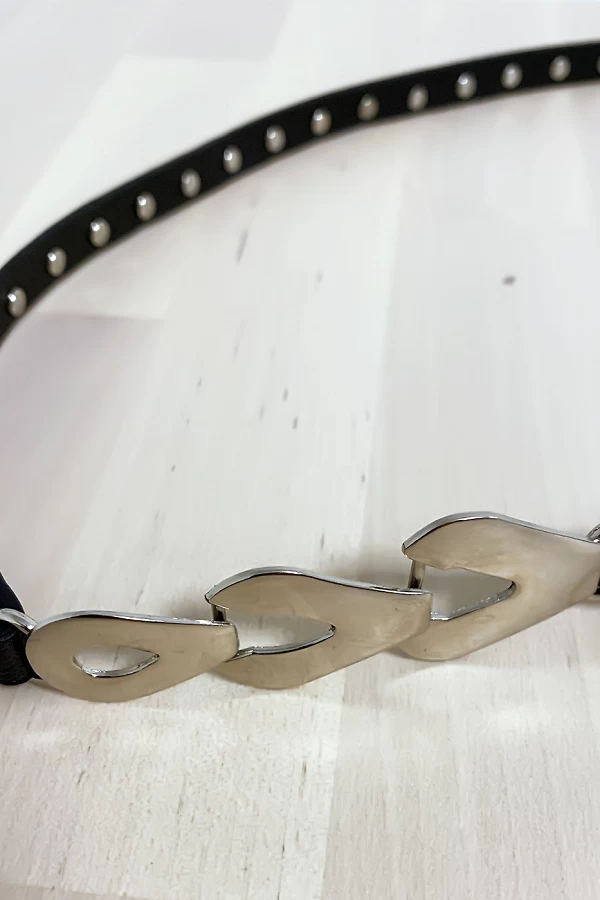Fine ceinture noir avec accessoire et strass - 5