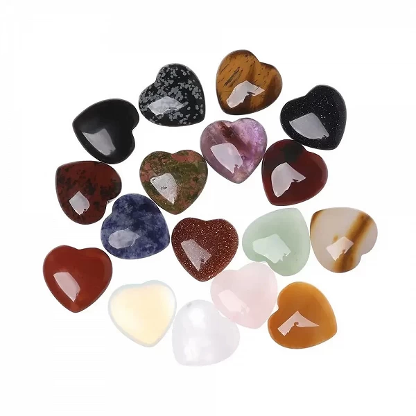 Bijoux faits à la main, minéraux Reiki en forme de cœur, cristal Quartz naturel Chakra pierre de guérison, pierres précieuses