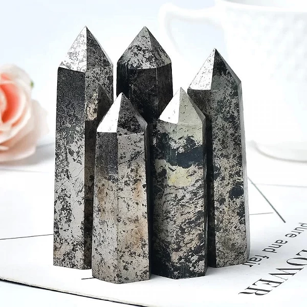 Pointe de cristal hématite naturelle, pierre de guérison, baguette de Quartz en Pyrite obélisque|7,19 €|OKKO MODE