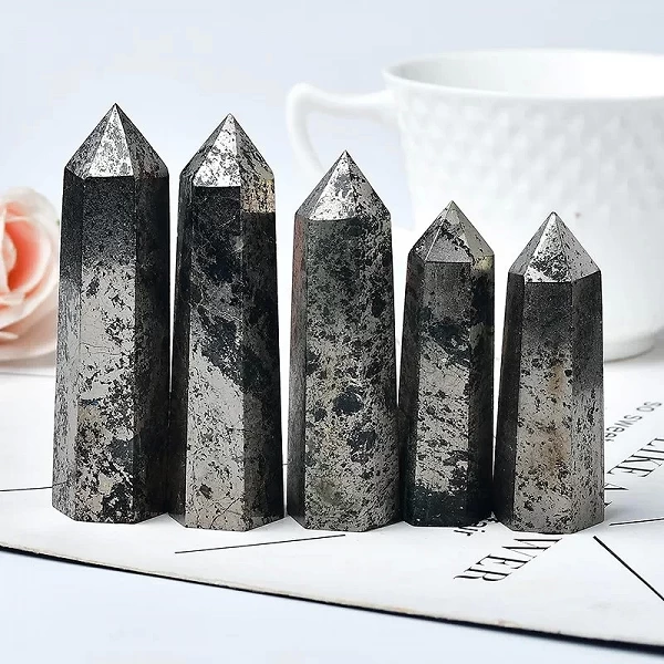 Pointe de cristal hématite naturelle, pierre de guérison, baguette de Quartz en Pyrite obélisque|7,19 €|OKKO MODE