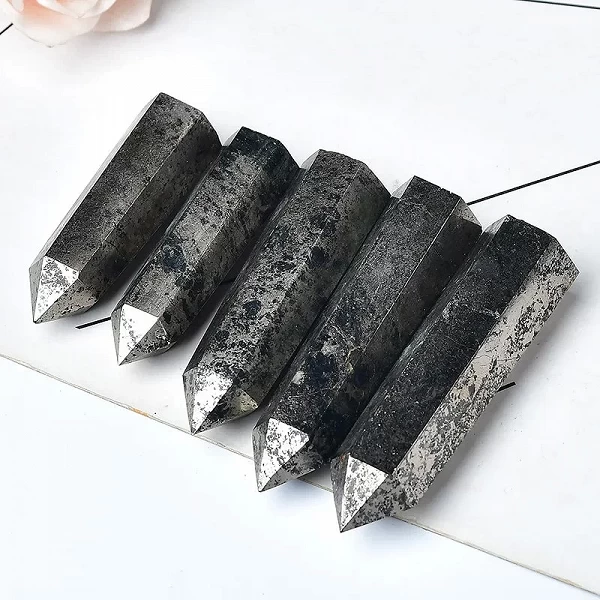 Pointe de cristal hématite naturelle, pierre de guérison, baguette de Quartz en Pyrite obélisque|7,19 €|OKKO MODE