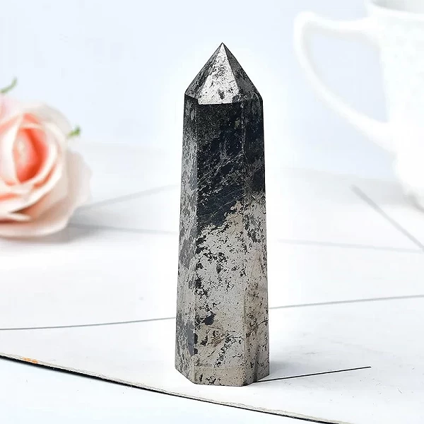 Pointe de cristal hématite naturelle, pierre de guérison, baguette de Quartz en Pyrite obélisque|7,19 €|OKKO MODE