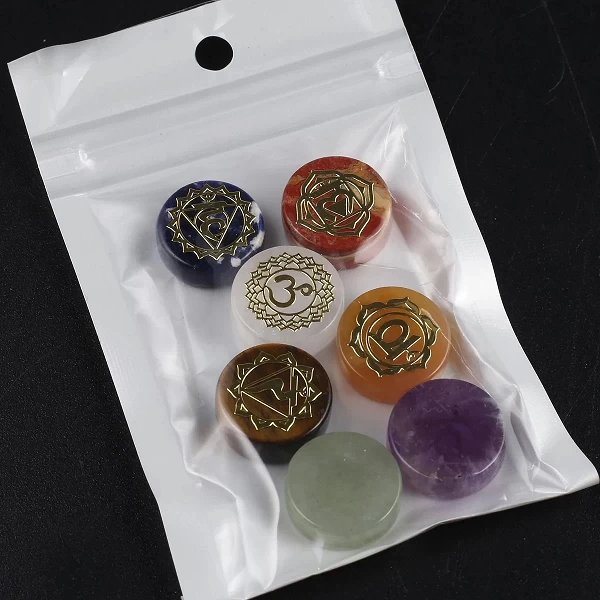 Pendule de Charbon Naturel Gravé, Sept Chakras, Attention Os, Gemmes de Guérison Reiki, Ensemble de 7 Pièces|8,09 €|OKKO MODE