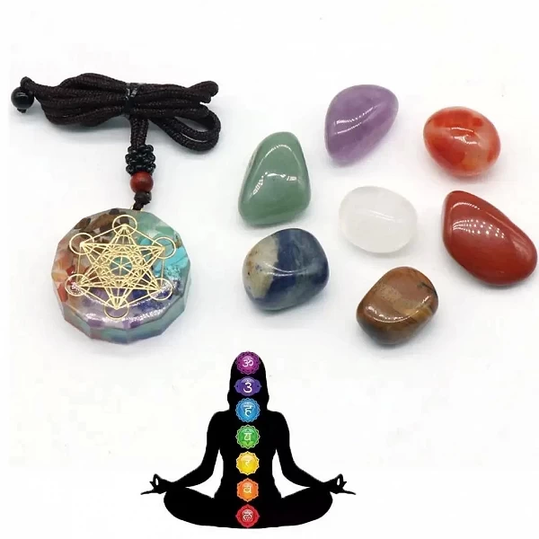 Pierres Précieuses de Guérison des Sept Chaïs Naturel, Quartz Clair Gravé, Rune, Esprit, Reiki, Massage, Yoga, 8 Pièces|7,03 €|OKKO MODE