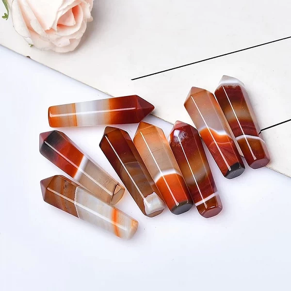 Colonne hexagonale cornaline naturelle, 1 pièce, pointe en cristal Sardonyx, Agate rouge, pierre de guérison, tour en cristal|3,96 €|OKKO MODE