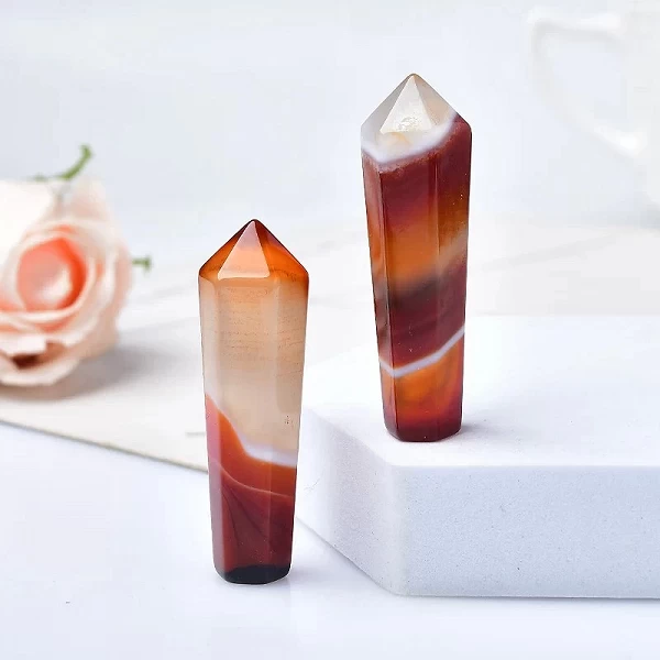 Colonne hexagonale cornaline naturelle, 1 pièce, pointe en cristal Sardonyx, Agate rouge, pierre de guérison, tour en cristal|3,96 €|OKKO MODE