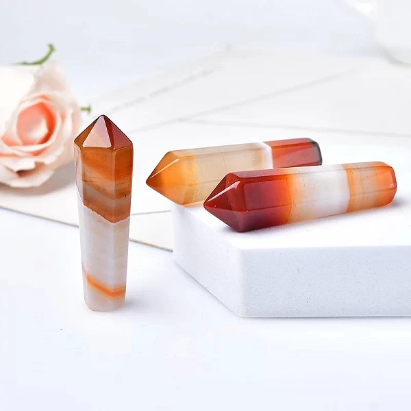 Colonne hexagonale cornaline naturelle, 1 pièce, pointe en cristal Sardonyx, Agate rouge, pierre de guérison, tour en cristal|3,96 €|OKKO MODE