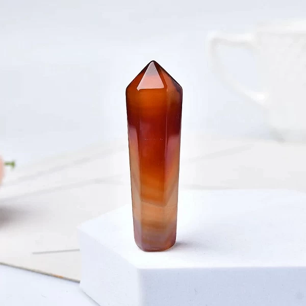 Colonne hexagonale cornaline naturelle, 1 pièce, pointe en cristal Sardonyx, Agate rouge, pierre de guérison, tour en cristal|3,96 €|OKKO MODE