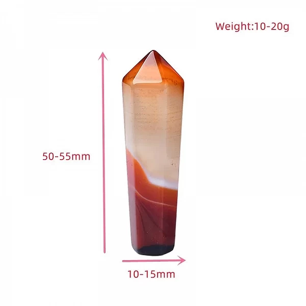 Colonne hexagonale cornaline naturelle, 1 pièce, pointe en cristal Sardonyx, Agate rouge, pierre de guérison, tour en cristal|3,96 €|OKKO MODE