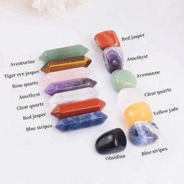 Ensemble de pierres naturelles, pierres précieuses de guérison, quartz, ornement, artisanat, 7 chakras, Reiki, cadeaux|5,95 €|OKKO MODE