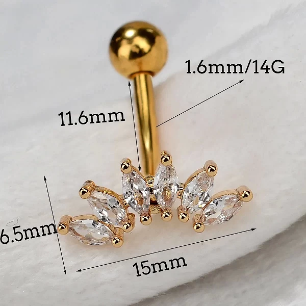 Piercing Nombril en Clip pour Femme, Acier Inoxydable, Pendentif, Anneaux de Nombril, Bijoux de Corps, 14G, 1 Pièce|2,00 €|OKKO MODE