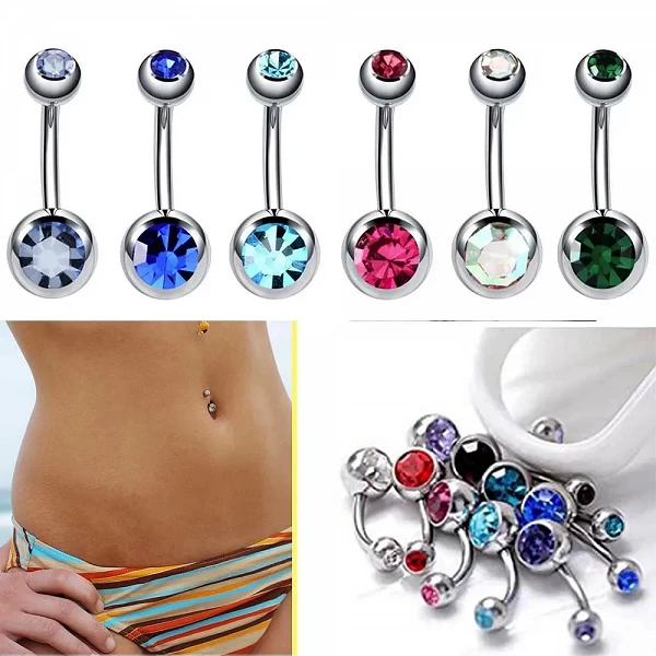 Générateur de piercing au nombril en acier cristal, anneaux de nombril, boule de piercing au corps, bijoux, 5mm, 8mm, 1 pièce|2,69 €|OKKO MODE