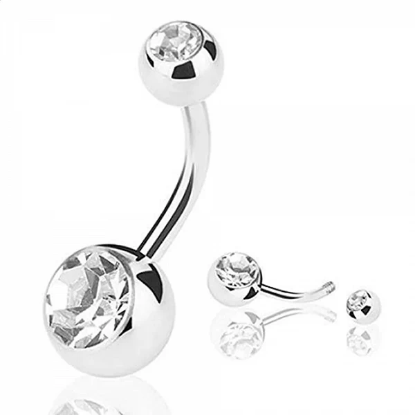 Générateur de piercing au nombril en acier cristal, anneaux de nombril, boule de piercing au corps, bijoux, 5mm, 8mm, 1 pièce|2,69 €|OKKO MODE