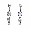 Piercing de nombril 3 en Zircon pour femmes, 1 pièce, pendentif, pétale, cloche, bouton, anneaux, nombril, corps, ventre, bijoux|2,69 €|OKKO MODE