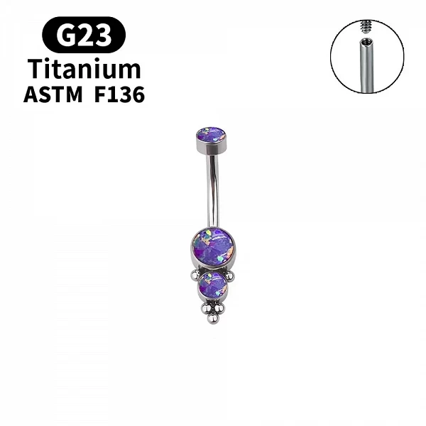 Anneaux de nombril en opale de qualité supérieure ASTM, générateurs médicaux en titane G23, pendentif piercing au nombril, bijou|7,19 €|OKKO MODE