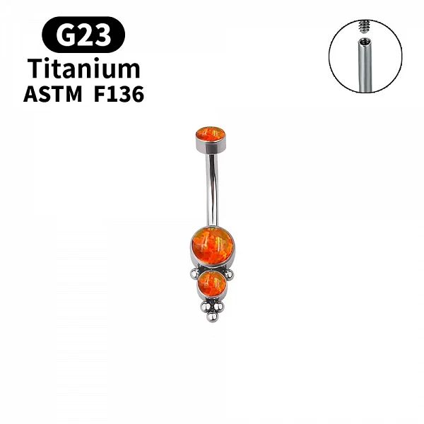 Anneaux de nombril en opale de qualité supérieure ASTM, générateurs médicaux en titane G23, pendentif piercing au nombril, bijou|7,19 €|OKKO MODE