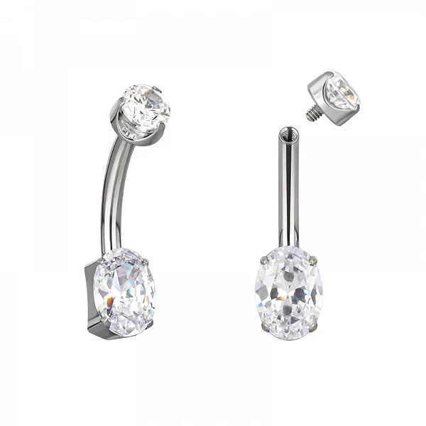 Piercing Nombril Coeur Poire Carré CZ Pavé Top Fileté, Titane ASTM F136, 14G, Piercing Nombril, Anneau De Nombril, Bijoux De Cor|6,29 €|OKKO MODE