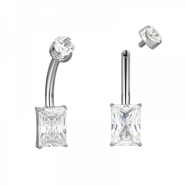 Piercing Nombril Coeur Poire Carré CZ Pavé Top Fileté, Titane ASTM F136, 14G, Piercing Nombril, Anneau De Nombril, Bijoux De Cor|6,29 €|OKKO MODE