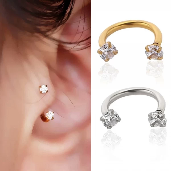 Cerceau en cristal en acier inoxydable, Piercing, nez, oreille, ventre, femmes, hommes, Cartilage, Helix, boucles d'oreilles Dai|1,79 €|OKKO MODE