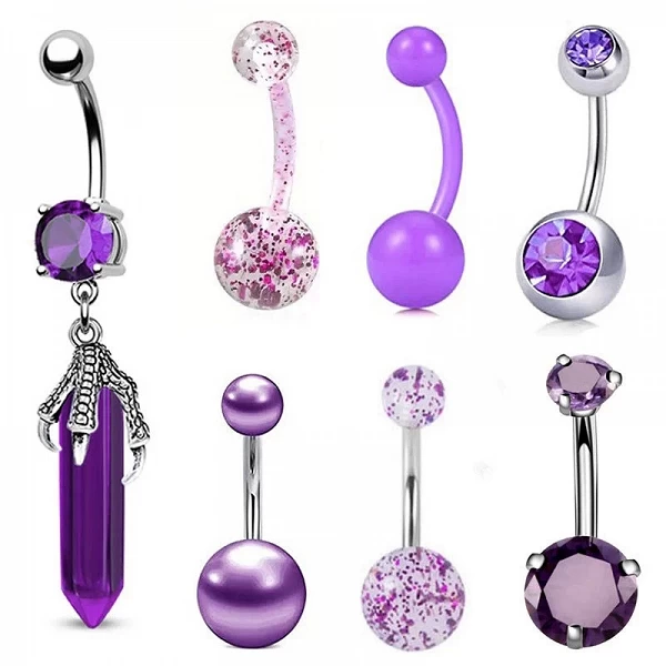 Anneau de nombril perforé en acier inoxydable pour femme, bouton de nombril, accessoire de mode, sexy, 7 pièces, 14G|3,96 €|OKKO MODE