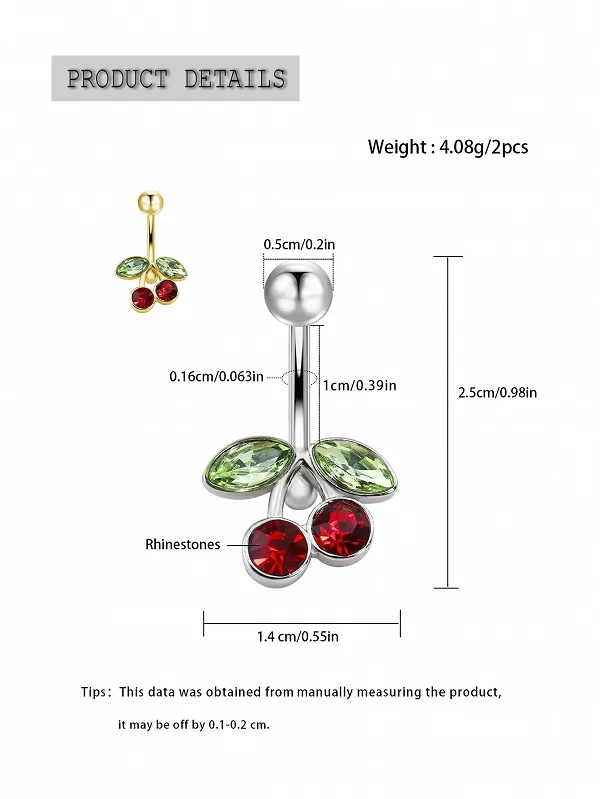 Anneau de nombril en acier avec biscuits, piercing corporel, anneau d'haltère, fruits charmants, générateurs rouges, N64|1,98 €|OKKO MODE