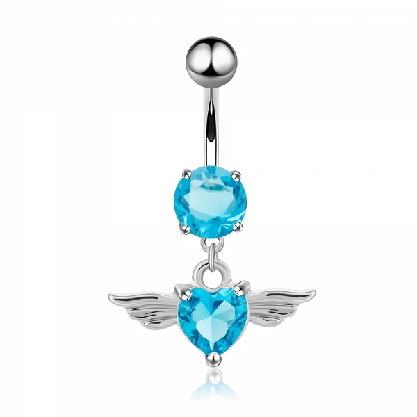 Anneaux de nombril en cristal bleu, boucle d'oreille pendante, piercing au nombril coeur, grappe d'haltères, fleur, 14G, 1 pièce|2,69 €|OKKO MODE