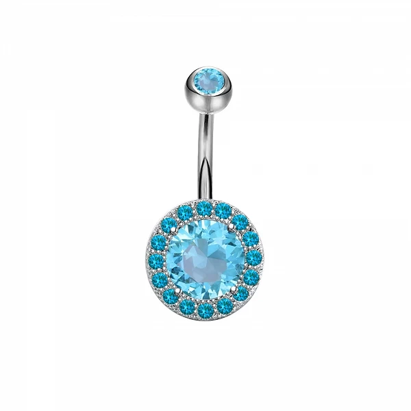 Anneaux de nombril en cristal bleu, boucle d'oreille pendante, piercing au nombril coeur, grappe d'haltères, fleur, 14G, 1 pièce|2,69 €|OKKO MODE