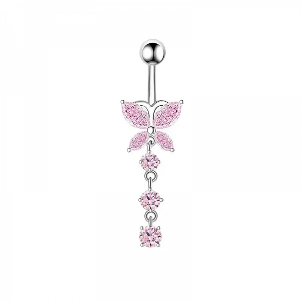 Anneaux de nombril couronne rose pour femmes et filles, piercing au nombril en acier inoxydable, bijoux mignons en cristal Barbe|2,69 €|OKKO MODE