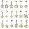 Piercing Nombril Acier Inoxydable, Bijoux Corps, Barbell, Fleur, Papillon, Croix, Coeur, 14G, 10mm, CZ, Document Or|4,49 €|OKKO MODE