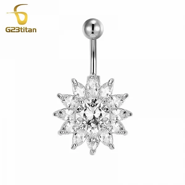 Piercing Nombril Titane 14G G23 pour Femme, Boucle d'Oreille, Bijoux en Argent, Barbell, Clip, Anneaux Nombril, Sexy, Accessoire|4,97 €|OKKO MODE