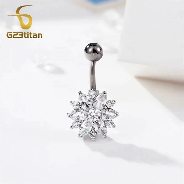 Piercing Nombril Titane 14G G23 pour Femme, Boucle d'Oreille, Bijoux en Argent, Barbell, Clip, Anneaux Nombril, Sexy, Accessoire|4,97 €|OKKO MODE