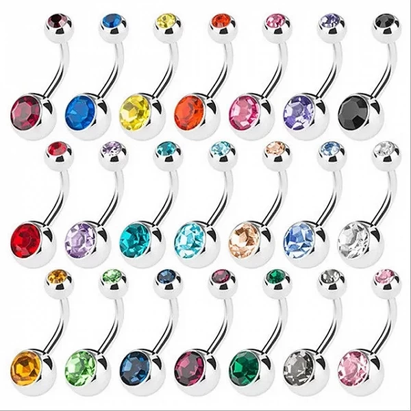 Anneaux de nombril en acier cristal unique, piercing au nombril, boule de biscuits, 5mm, 8mm, 10 pièces par lot|2,69 €|OKKO MODE