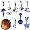 Anneau de nombril bleu en acier inoxydable pour femme, piercing 147 u au nombril, bijoux de corps en forme de cœur et de papillo|1,79 €|OKKO MODE