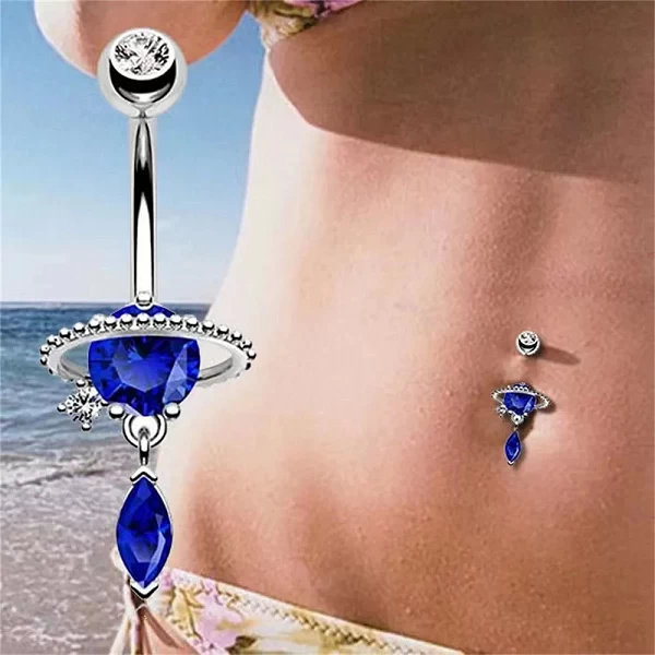 Anneau de nombril bleu en acier inoxydable pour femme, piercing 147 u au nombril, bijoux de corps en forme de cœur et de papillo|1,79 €|OKKO MODE