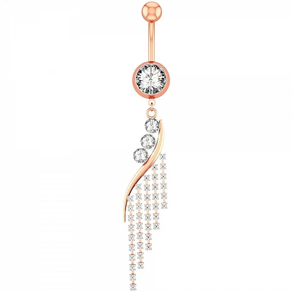 Anneau de nombril à frange en forme de S en or rose, piercing au nombril, bijoux en acier inoxydable 14G, pompon recruté|2,69 €|OKKO MODE