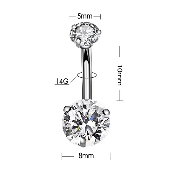 Anneaux de nombril en acier générateur SION L, piercing au nombril en cristal, boucle d'oreille, bijoux de corps sexy, 1PC|1,79 €|OKKO MODE