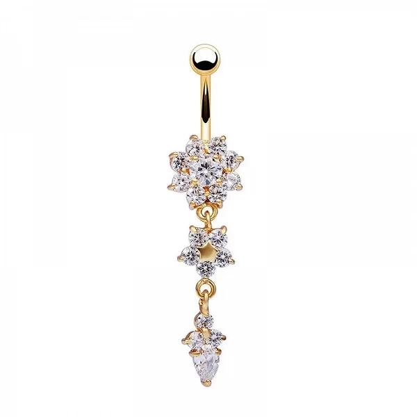 Piercing de nombril sexy pour femmes et filles, bijoux de corps, pendentif fleur, anneaux de nombril en cristal, accessoires de |3,01 €|OKKO MODE