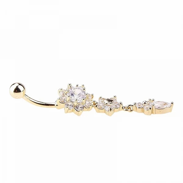 Piercing de nombril sexy pour femmes et filles, bijoux de corps, pendentif fleur, anneaux de nombril en cristal, accessoires de |3,01 €|OKKO MODE