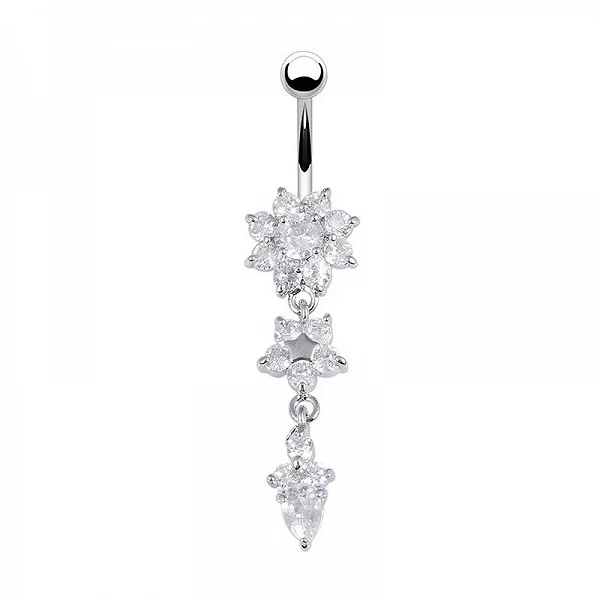 Piercing de nombril sexy pour femmes et filles, bijoux de corps, pendentif fleur, anneaux de nombril en cristal, accessoires de |3,01 €|OKKO MODE