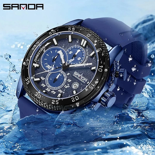 SANDA-Montre-bracelet de luxe étanche pour homme, chronographe Shoous, date, montres à quartz militaires, mode décontractée, 531|18,00 €|OKKO MODE