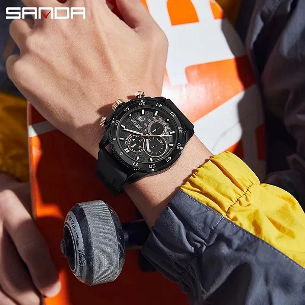 SANDA-Montre-bracelet de luxe étanche pour homme, chronographe Shoous, date, montres à quartz militaires, mode décontractée, 531|18,00 €|OKKO MODE